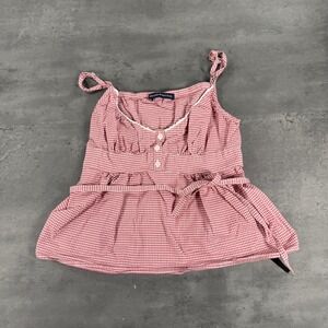 Brandy Melville Cami Top Womens OS Babydoll Red Gingham Tie Waist EUC Milkmaid